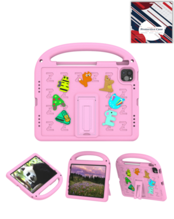 Shockproof Handle Case with Charms (PINK) for iPad Air 4 / Air 5 / Air 6 (Only Ground Shipping)
