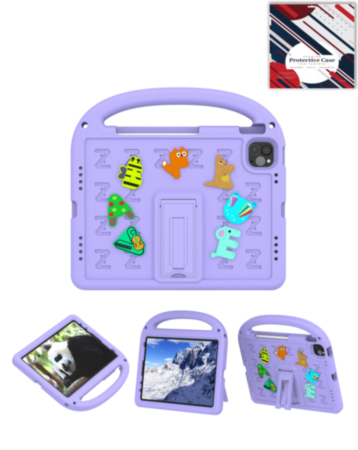 Shockproof Handle Case with Charms (PURPLE) for iPad Air 4 / Air 5 / Air 6 (Only Ground Shipping)