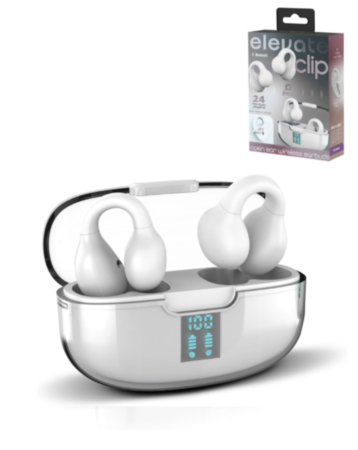 ELEVATE CLIP Open Ear True Wireless Earbuds - WHITE (Only Ground Shipping)