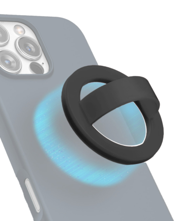 Silicone Magnetic Mount 360 Rotation Finger Smartphone Stand - BLACK (Only Ground Shipping)