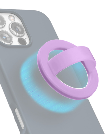 Silicone Magnetic Mount 360 Rotation Finger Smartphone Stand LIGHT PURPLE (Only Ground Shipping)