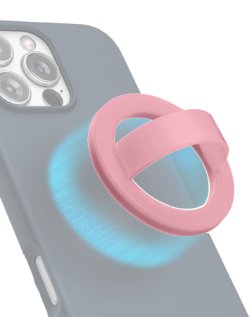 Silicone Magnetic Mount 360 Rotation Finger Smartphone Stand -PINK (Only Ground Shipping)