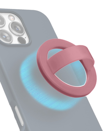 Silicone Magnetic Mount 360 Rotation Finger Smartphone Stand -SAND PINK (Only Ground Shipping)