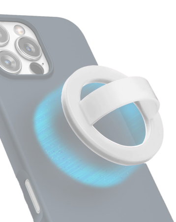 Silicone Magnetic Mount 360 Rotation Finger Smartphone Stand -WHITE (Only Ground Shipping)