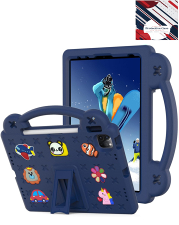Shockproof Handle Case - NAVY BLUE for iPad 10 2022 (10.9") / iPad 11 (A16) / Air 11 2024 / Air 4 / Air 5 / Pro 11 (All Models) (Only Ground Shipping)