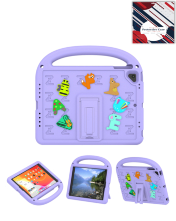 Shockproof Handle Case with Charms (PURPLE) for iPad 5 (2017) / iPad 6 (2018) / Air 1 / Air 2 / Pro 9.7 (Only Ground Shipping)