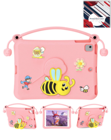 Kids Shockproof Tablet Case with Bee Handle Stand (PINK) for iPad 5 (2017) / iPad 6 (2018) / Air 1 / Air 2 / Pro 9.7 (Only Ground Shipping)