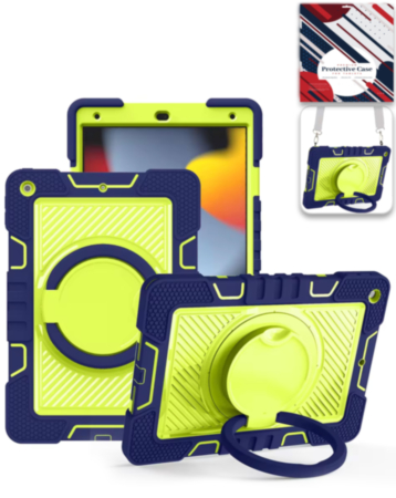 Multi-Functional Rugged Swivel Stand Case with Shoulder Strap (NAVY BLUE) for iPad 5 (2017) / iPad 6 (2018) / Air 1 / Air 2 / Pro 9.7 (Only Ground Shipping)
