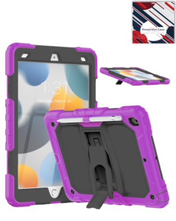 Heavy Duty Shockproof Tablet Case with Kickstand (PURPLE) for iPad 10.2" (7th / 8th / 9th) / Air 3 / Pro 10.5 (Only Ground Shipping)
