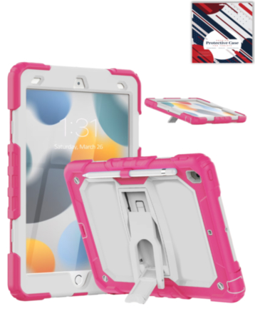 Heavy Duty Shockproof Tablet Case with Kickstand (HOT PINK) for iPad 10.2" (7th / 8th / 9th) / Air 3 / Pro 10.5 (Only Ground Shipping)