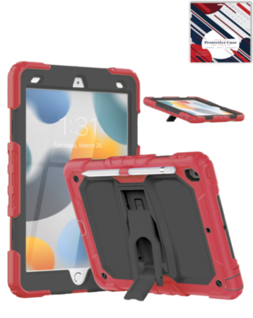 Heavy Duty Shockproof Tablet Case with Kickstand (RED) for iPad 10.2" (7th / 8th / 9th) / Air 3 / Pro 10.5 (Only Ground Shipping)