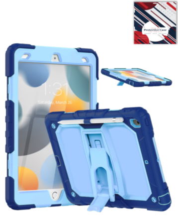 Heavy Duty Shockproof Tablet Case with Kickstand (NAVY BLUE & LIGHT BLUE) for iPad 10.2" (7th / 8th / 9th) / Air 3 / Pro 10.5 (Only Ground Shipping)