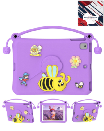 Kids Shockproof Tablet Case with Bee Handle Stand (PURPLE) for iPad 10.2" (7th / 8th / 9th) / Air 3 / Pro 10.5 (Only Ground Shipping)