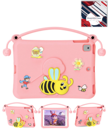 Kids Shockproof Tablet Case with Bee Handle Stand (PINK) for iPad 10.2" (7th / 8th / 9th) / Air 3 / Pro 10.5 (Only Ground Shipping)