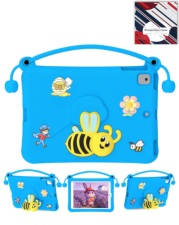 Kids Shockproof Tablet Case with Bee Handle Stand (BLUE) for iPad 10.2" (7th / 8th / 9th) / Air 3 / Pro 10.5 (Only Ground Shipping)