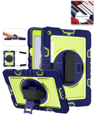 360 Rotating Hand Strap & Kickstand Case with Shoulder Strap (NAVY BLUE) for iPad 10.2" (7th / 8th / 9th) / Air 3 / Pro 10.5 (Only Ground Shipping)