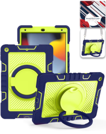 Multi-Functional Rugged Swivel Stand Case with Shoulder Strap (NAVY BLUE) for iPad 10.2" (7th / 8th / 9th) / Air 3 / Pro 10.5 (Only Ground Shipping)