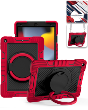 Multi-Functional Rugged Swivel Stand Case with Shoulder Strap (RED) for iPad 10.2" (7th / 8th / 9th) / Air 3 / Pro 10.5 (Only Ground Shipping)