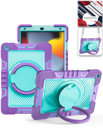 Multi-Functional Rugged Swivel Stand Case with Shoulder Strap (PURPLE) for iPad 10.2" (7th / 8th / 9th) / Air 3 / Pro 10.5 (Only Ground Shipping)