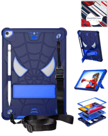 Rugged SpiderGrip Tablet Case with Kickstand & Shoulder Strap (NAVY BLUE) for iPad 10.2" (7th / 8th / 9th) / Air 3 / Pro 10.5 (Only Ground Shipping)