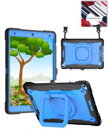 Full Body Protection Case with Square Kickstand (BLACK & BLUE) for iPad 10.2" (7th / 8th / 9th) / Air 3 / Pro 10.5 (Only Ground Shipping)