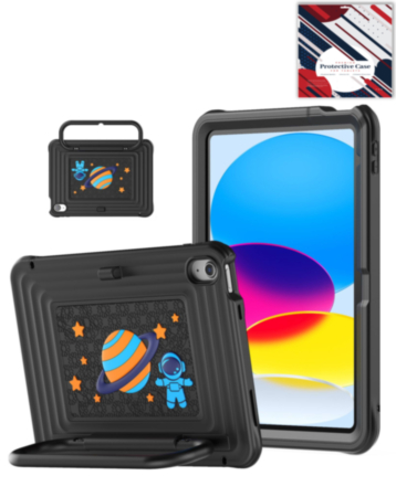 Kids SpaceGrip Tablet Case with Handle Stand (BLACK) for iPad 10 2022 (10.9") / iPad 11 (A16) (Only Ground Shipping)