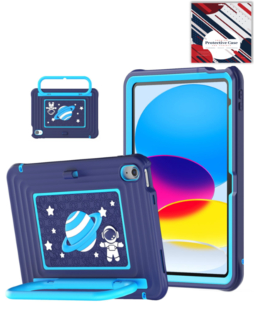 Kids SpaceGrip Tablet Case with Handle Stand (DARK BLUE) for iPad 10 2022 (10.9") / iPad 11 (A16) (Only Ground Shipping)