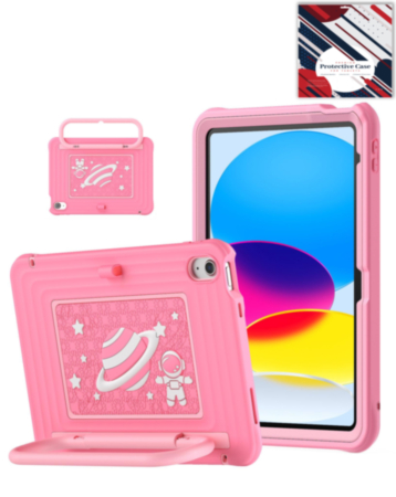 Kids SpaceGrip Tablet Case with Handle Stand (PINK) for iPad 10 2022 (10.9") / iPad 11 (A16) (Only Ground Shipping)