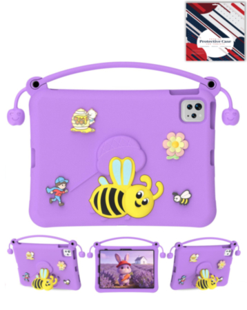 Kids Shockproof Tablet Case with Bee Handle Stand (PURPLE) for iPad 10 2022 (10.9") / iPad 11 (A16) (Only Ground Shipping)