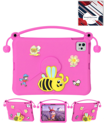 Kids Shockproof Tablet Case with Bee Handle Stand (PINK) for iPad 10 2022 (10.9") / iPad 11 (A16) (Only Ground Shipping)
