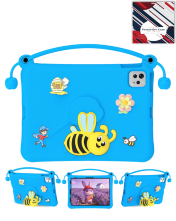 Kids Shockproof Tablet Case with Bee Handle Stand (BLUE) for iPad 10 2022 (10.9") / iPad 11 (A16) (Only Ground Shipping)