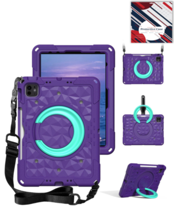 HaloRing 360 Tablet Case with Shoulder Strap (PURPLE) for iPad 10 2022 (10.9") / iPad 11 (A16) (Only Ground Shipping)