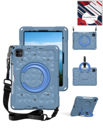 HaloRing 360 Tablet Case with Shoulder Strap (SLATE BLUE) for iPad 10 2022 (10.9") / iPad 11 (A16) (Only Ground Shipping)