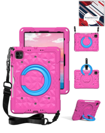 HaloRing 360 Tablet Case with Shoulder Strap (HOT PINK) for iPad 10 2022 (10.9") / iPad 11 (A16) (Only Ground Shipping)