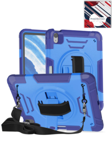 Shockproof Tablet Case with Rotating Hand Strap & Shoulder Strap Kickstand (BLUE) for iPad 10 2022 (10.9") / iPad 11 (A16) (Only Ground Shipping)