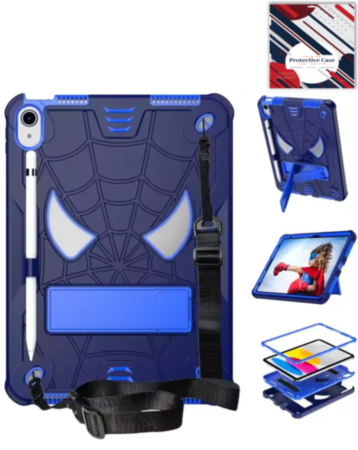 Rugged SpiderGrip Tablet Case with Kickstand & Shoulder Strap (NAVY BLUE) for iPad 10 2022 (10.9") / iPad 11 (A16) (Only Ground Shipping)