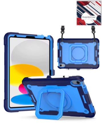 Full Body Protection Case with Square Kickstand (BLACK & BLUE) for iPad 10.2" (7th / 8th / 9th) / Air 3 / Pro 10.5 (Only Ground Shipping)