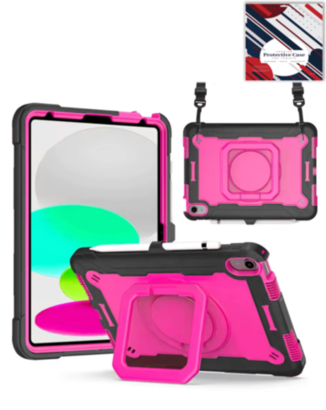 Full Body Protection Case with Square Kickstand (BLACK & PINK) for iPad 10.2" (7th / 8th / 9th) / Air 3 / Pro 10.5 (Only Ground Shipping)