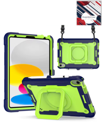 Full Body Protection Case with Square Kickstand (NAVY BLUE & GREEN) for iPad 10.2" (7th / 8th / 9th) / Air 3 / Pro 10.5 (Only Ground Shipping)