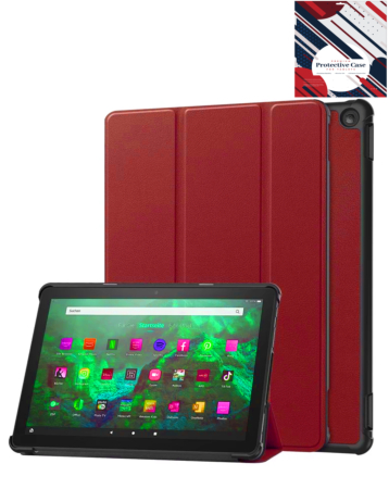 Smart Shockproof Stand Case - RED for Kindle Fire HD10 (2023) (Only Ground Shipping)