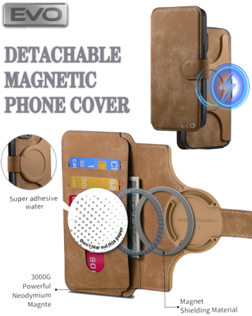 EVO Magnetic Phone Wallet Case - BROWN for Universal 6.1" (Only Ground Shipping)