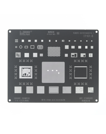 MaAnt 0.12mm Square Chamfer BGA Reballing Stencil for iPad Pro 11 1st / 12.9 3rd / Mini 5 / Air 3 / iPad 8 (A12 / A12X)