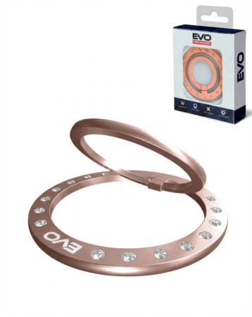EVO PO1 Magnetic Phone Ring Compatible with Wireless Charging - ROSE GOLD STONE (Only Ground Shipping)