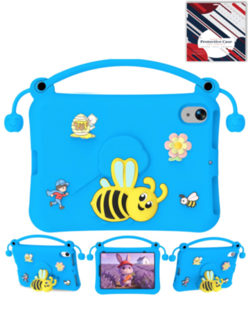 Kids Shockproof Tablet Case with Bee Handle Stand (NAVY BLUE) for iPad Mini 6 / 7 (Only Ground Shipping)
