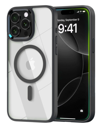 Shiny Magnetic Clear Cases -BLACK for iPhone 12/12 PRO  (Only Ground Shipping)