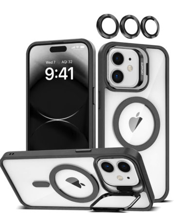 Transpalet Silicone case & Camera stand with Camera Lens - BLACK for iPhone 12 / 12 Pro (Only Ground Shipping)