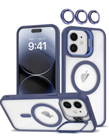 Transpalet Silicone case & Camera stand with Camera Lens - DARK BLUE for iPhone 12 / 12 Pro (Only Ground Shipping)