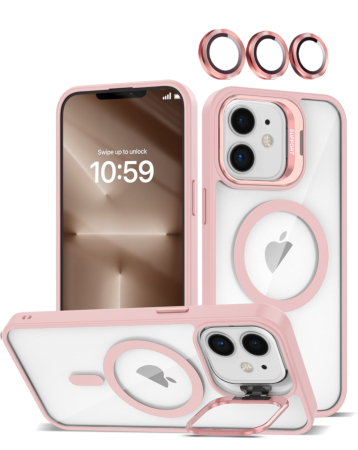 Transpalet Silicone case & Camera stand with Camera Lens - PINK for iPhone 12 / 12 Pro (Only Ground Shipping)