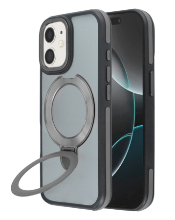 Matte Transparent Case with Wireless Charging Kickstand - GRAY for iPhone 12 / 12 Pro (Only Ground Shipping)
