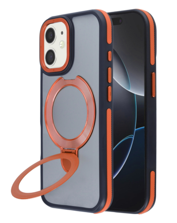 Matte Transparent Case with Wireless Charging Kickstand - ORANGE for iPhone 12 / 12 Pro (Only Ground Shipping)